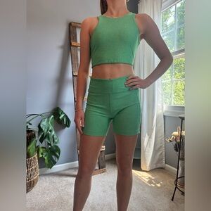 Outdoor Voices Top and Biker Short‎ Set Green Size Small and Medium